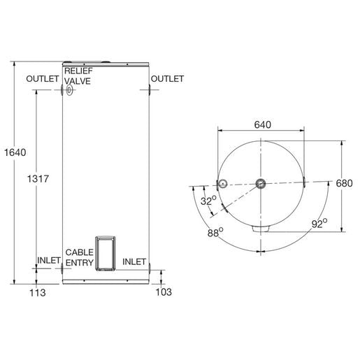 Vulcan DUOMAX 315L Electric Water Heater - 3.6kW