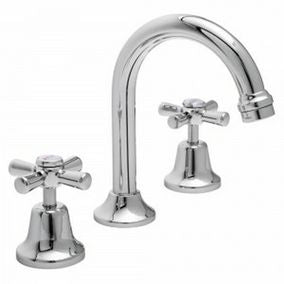 Easyclean Basin Set w/Gooseneck Spout & Handle & Button Chrome 4Star